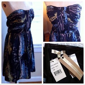 Matty M Charcoal Strapless Splatter Print Dress L